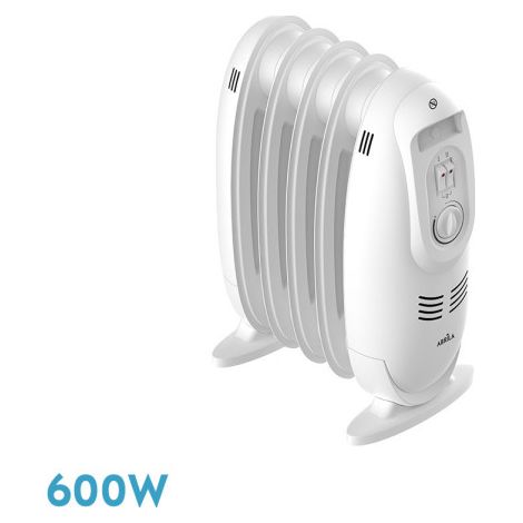 Radiatore ad olio irlanda 600w bianco 3potenze termostatico regu 5elementi protezione sicurezza maniglia 38,2x27,5x18cm
