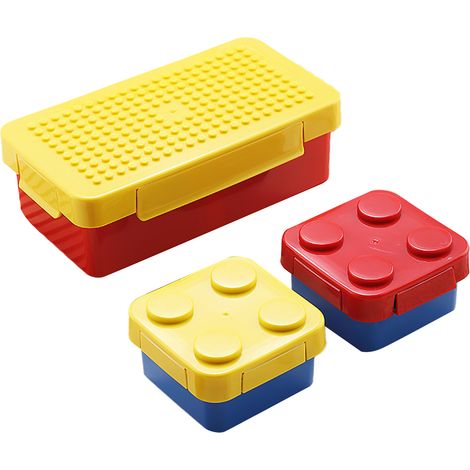 Boîte à lunch créative Pixel Puzzle DIY pour enfants, couvercle jaune, boîte de repas ludique et éducative (1/5)