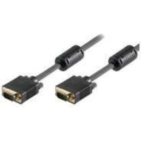Câble Vga - 5 M - Double Blindage - Connecteur Hd-15 Male/Male - Noir