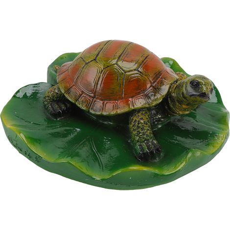Statues d'animaux de jardin - Figurines d'animaux de jardin mignonnes et réalistes en résine synthétique pour patio, terrasse, bureau, maison - Tortue feuille de lotus (1/5)