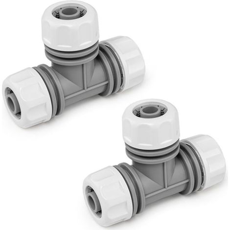 Lot de 2 Raccords en T "White Line" pour tuyaux d'arrosage 1/2" (1/3)