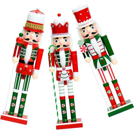 3pièces Casse-Noisettes de Noël Soldat Bois Figurine de Soldat Casse-Noisette Décoration de Noël Centre de Table (1/5)