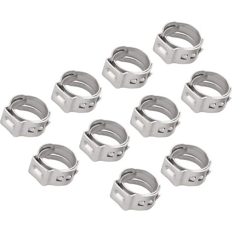Simple Oreille Colliers de serrage (10.3mm - 12.8mm/0.41" - 0.5") 50Pcs, 304 Acier Inox Tuyau Clips - pour Maison Jardin Tube Tuyau Fixation (1/5)