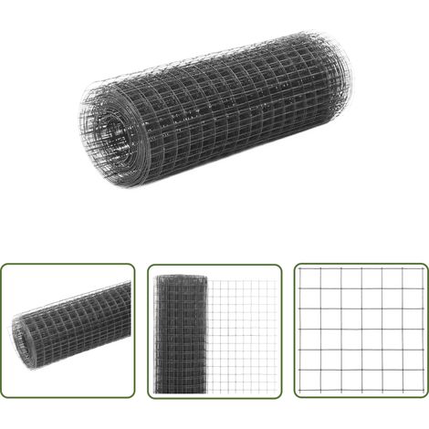 vidaXL Grillage acier avec revêtement en PVC 25x0,5 m gris (1/4)