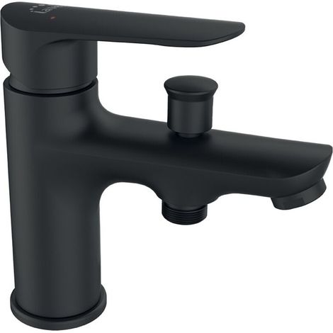 1 Robinet De Baignoire Sur Pied - Monotrou - Cartouche Céramique 35 mm - Finition Noir - Hauteur 150 mm - Pour Salle De Bain