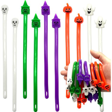 Corde anti-stress extensible en TPR pour Halloween, motif citrouille, fantôme, crâne et sorcière, jouet sensoriel extensible pour soulager le stress et offrir aux enfants lors de fêtes. (1/5)