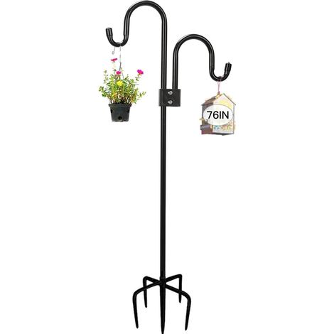 Support de plantes à suspendre réglable en hauteur, crochet double pour jardin, mangeoire à oiseaux et décoration d'extérieur en acier robuste (1/5)