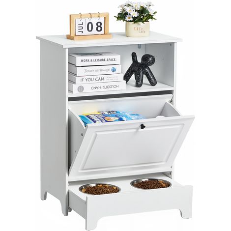 VEVOR Pet Feeding Station with 2 Stainless Steel Bowls, Elevated Dog Bowls with Storage, Dog Food Storage and Feeder Station with Tilt Out Storage Cabinet, Pet Toy Storage Organizer, for Small Dogs (1/5)