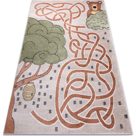 Teppich FUN Honey für Kinder, Bär, Bienen beige multicolour 120x170 cm