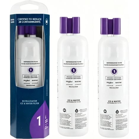 Filtrants for réfrigérateur Everydrop EDR1RXD1, filtre à eau pour réfrigérateur, cartouche filtrante de rechange standard (2psc) (1/5)