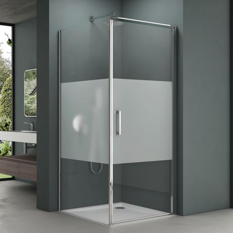 Mai & Mai Duschkabine 90x100x195cm Hebe-Senk-Mechanismus Milchglas Streifen Rav36MS-Plus 8mm ESG-Sicherheitsglas Nano-Beschichtung (1/5)