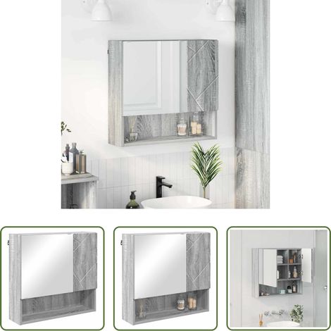 vidaXL Armoire miroir moderne -  Armoire Miroir Gris Sonoma 59 x 17 x 55 cm Bois d'ingénierie (1/5)