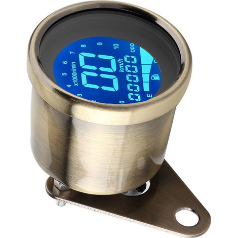 Universeller LCD-Motorradtacho, Kilometerzähler, Drehzahlmesser, Instrument mit Hintergrundbeleuchtung (Messinggelb) (1/5)