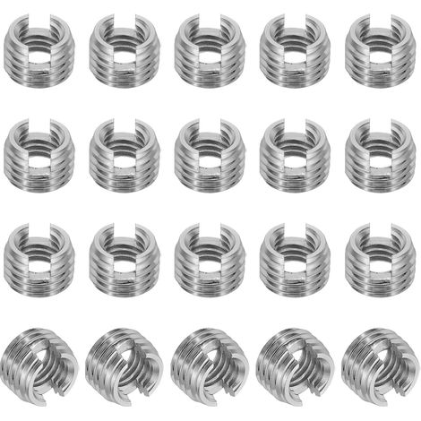Insert Fileté Auto-Taraudeurs, 20 Pcs M8 x M12 x 8mm Acier Inoxydable 303 Filetage Adaptateur Réducteur Vis à Fente Inserts de Réparation Écrous Manchon (1/5)