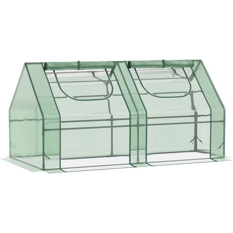 Serre légumes 180x90x90 cm structure acier double bâche PE PVC compacte culture tomates légumes plantes serre potagère verte jardin balcon