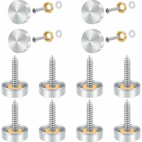 Stainless Steel Screw Covers, 12pcs Mirror Screws Stainless Steel Screw Covers 16mm Decorative Stainless Steel Mirror Screws Nails with Washers for Mirror Tables, B MUMU (1/4)