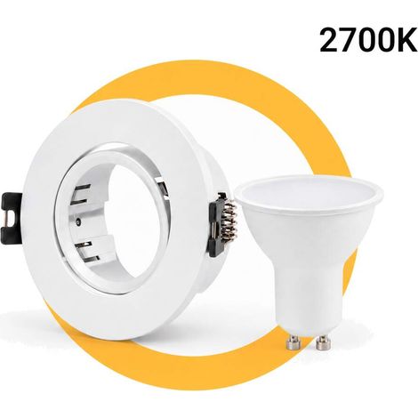KIT - Aro Downlight Basculante Ø75mm + Bombilla GU10 5W + (1/5)