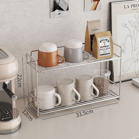 Supporto in acciaio inox per spezie e utensili – Scaffale multilevel con vaso di raccolta, ideale per piano di lavoro o pavimento, organizzazione ottimale in cucina