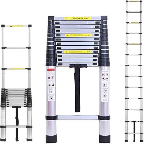 Escabeau pliant, échelle télescopique, échelle télescopique, pliable, en Aluminium, Charge maximale 150 kg(3,8 m)