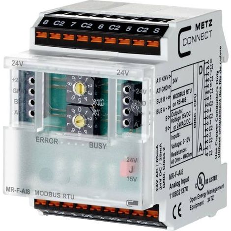 METZ CONNECT MR-F-AI8 MODBUS RTU MODULE MODBUS 24 V/AC, 24 V/DC 65 MA CONTENU 1 PC(S) 1108321370