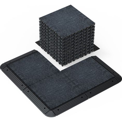 Dalles de terrasse en moquette de 30 cm (12 po), modules emboîtables à monter soi-même, installation facile et rapide pour porche, piscine, balcon ou jardin (36 pièces).