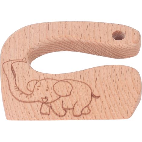 Couteau en Bois pour Enfants - Hachoir Fruits Légumes Pain - Jouet de Cuisine Éléphant Sécuritaire (1/5)