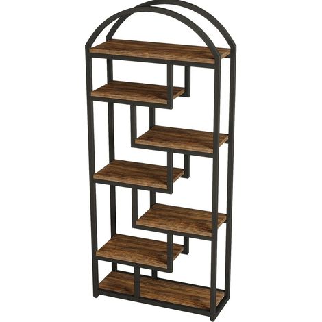 Estantería de pie de 7 niveles en MDF y metal negro 80 x 30 x 180 cm (1/5)