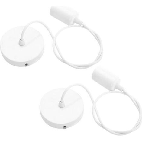[NEVER USED] Set of 2 E27 Metal Pendant Lights, 100CM Adjustable Cable, E27 Lamp Holder, E27 Hanging Pendant Accessories, for Ceiling Lighting in Living Room, Bedroom (White)