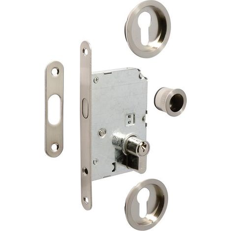 kit cerradura puerta corredera niquel satinado  cilindro 20-20 niquelado. (1/2)