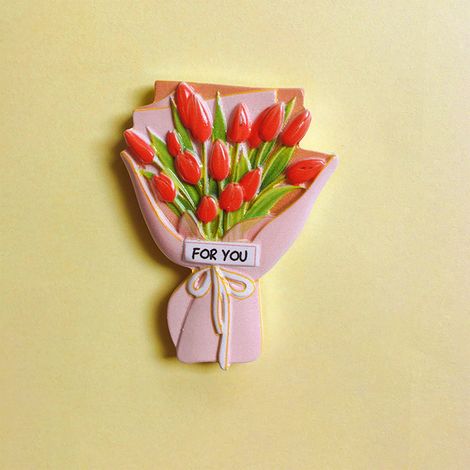 Magnets Refrigerateur - Bouquet Fleur 3D - Pour Decoration Cuisine - Fixation Notes et Photos - Lot de 6 (1/5)