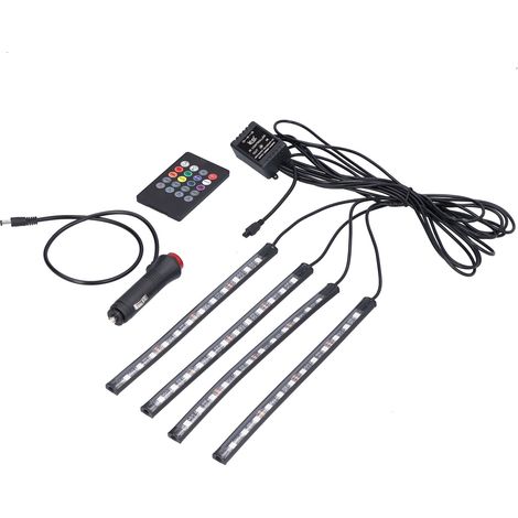 Kit lumineux LED RGB 48 LED intérieur voiture télécommande couleur musique IP65 étanche prise facile bande lumineuse auto décoration (1/5)