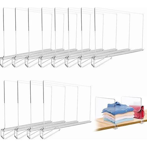 Séparateurs d'étagère en Acrylique Transparent, Organisateur Armoire Vetement, organiseurs de vêtements réglables, Separateur Etagere Organisateur Placard, pour Chambre à Coucher, Armoires (1/5)