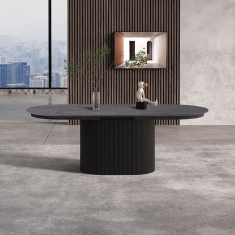 Table à manger extensible 180-220x100x76 cm effet chêne brun - SOLARIS (1/5)