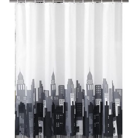 Bathroom Shower Curtain 180 x 200 cm Mildew Resistant Waterproof Polyester Fabric Shower Curtain Liner Long Bath Curtain Washable with Hooks, Weighted Hem (1/5)