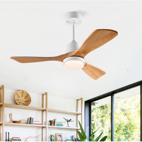 Ventilador de techo de 114 cm con luz LED, mando a distancia, motor de DC reversible, 6 velocidades, luz natural. (1/5)