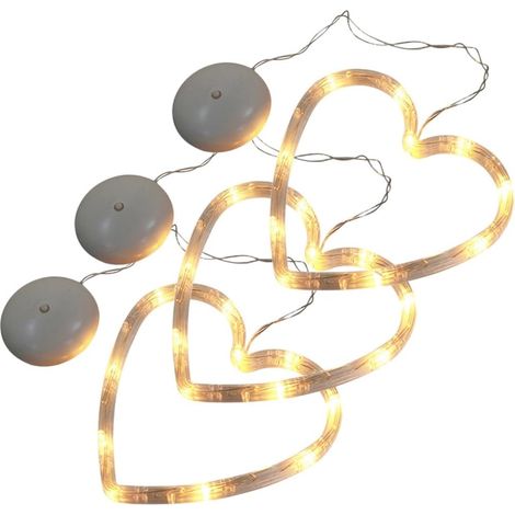 3er Set Valentinstag Fensterlichter Herzform Mit Saugnapf, Led Fensterdeko HäNgend, Batteriebetriebene Romantische Lichter FüR Fenster, 17x17cm (1/5)
