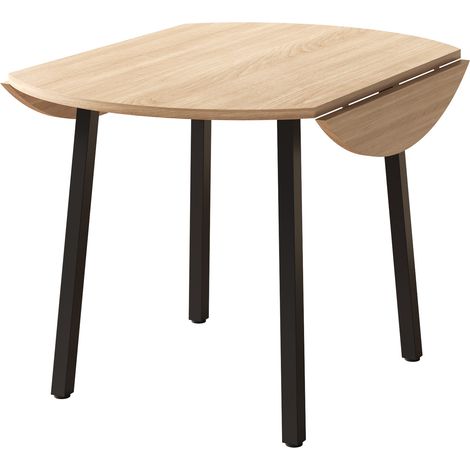 Tavolo da pranzo pieghevole rotondo 100 x 100 cm in MDF effetto rovere, per 2-4 persone, MODENUIT (1/5)