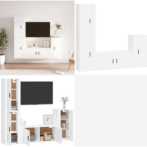 Ensemble de meubles TV 4 pcs Blanc Bois d'ingénierie - ensemble de meubles TV - ensembles de meubles TV - Home & Living (1/5)