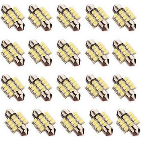 20 ampoules LED SMD 31 mm (12 LED) blanches pour plafonnier de voiture (référence DE3175) (1/4)