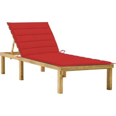 Sonnenliege mit Roter Auflage Imprägniertes Kiefernholz (1/5)