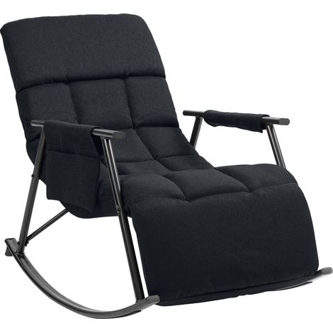 Fauteuil relax à bascule rembourré tissu noir avec repose-pieds – Confort et détente 100008542 (1/3)