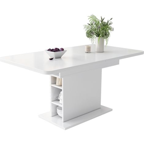 Set da pranzo con tavolo allungabile e 6 sedie imbottite beige (1/5)
