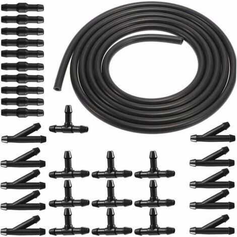 Kit de réparation de tuyau de liquide de lave-glace noir de 3 m, tuyau de système de lave-glace, tuyau automobile, tuyau isolant, tuyau de système de lave-glace universel avec connecteur de tuyau de 3 (1/4)