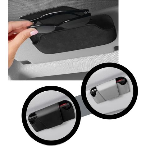 Étui à lunettes de soleil en cuir premium avec clip de rangement pour pare-soleil de voiture, boîte de rangement pour lunettes de voiture, outils à main pour garage (1/5)