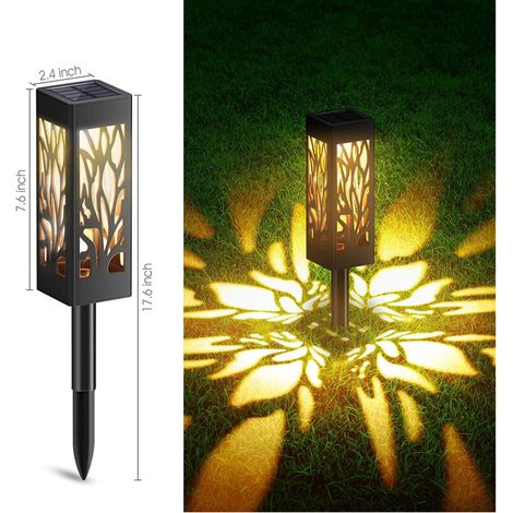 Hohle Solar-Gartenleuchte für den Außenbereich, dekorative Solar-Gartenleuchte, warmweißes Licht, geeignet für Terrasse, Rasen im Freien, Produktgröße: 2,42,417,6 cm. (1/4)