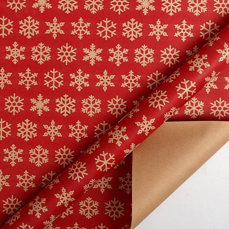 Rouleaux de papier cadeau de Noël - 43 cm x 3 m/rouleau - Parfaits pour emballer les cadeaux de Noël et décorer les fêtes, Flocons de neige rouges (1/5)