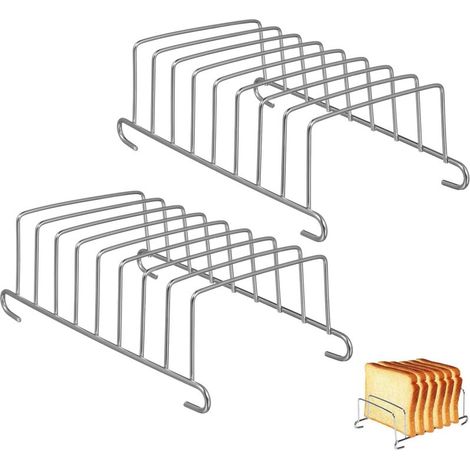 Lot de 2 supports à pain en acier inoxydable - Grille à toasts pour friteuse à air chaud - Support de cuisson résistant à la chaleur pour four et friteuse à air chaud - Argenté-DOU