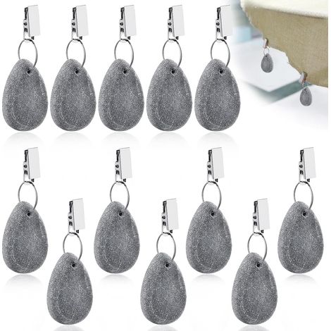 IIRC Poids de Nappe 12 Pièces Pince Nappe Table Epaisse en Marbre pour Nappe Exterieur pour Fête de Famille/Camping/Mariage/Jardin (Gris) (1/5)