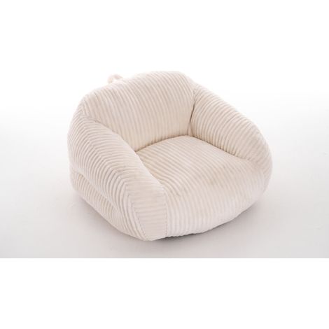 Sitzsack mit Rückenlehne aus Cord, beige, vorgefüllt, ohne Montage, 116 x 110 x 61 cm, MODENUIT (1/5)