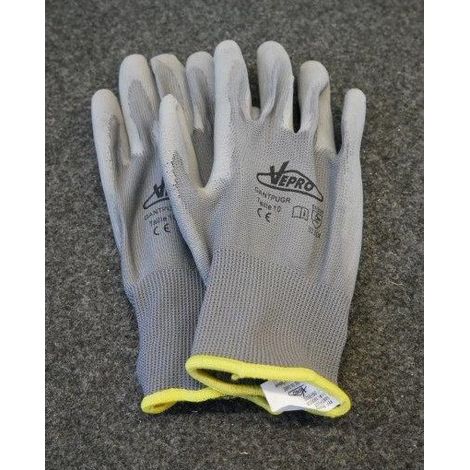 Paire de gants de manutention légère gris taille 10 enduction paume et doigts protection contre les risques mécaniques VELPRO